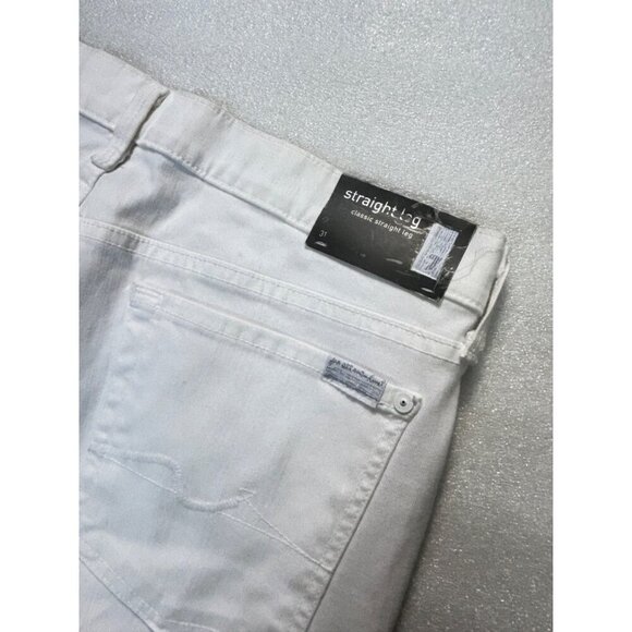 7 For All Mankind Straight Leg Jeans Clean White 31 NWT - Picture 4 of 7